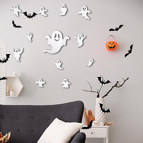 Halloween Ghost Wall Decals - 25 Reusable Spooky Vinyl Stickers for Home & Party Decor