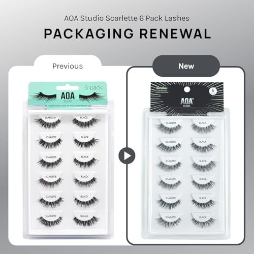 False Eyelashes Kit - Natural Handmade 6 Pairs with Glue & Tweezers - Scarlette Variation