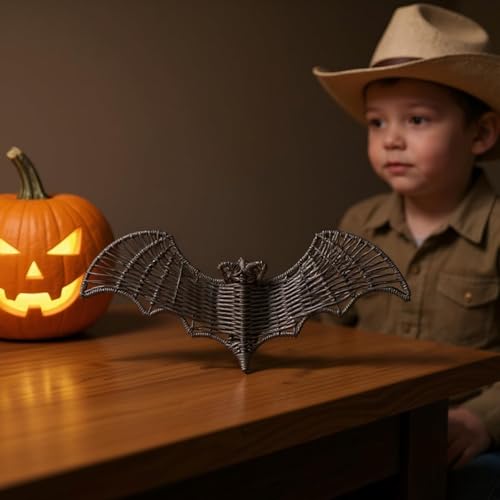 Halloween Bat Decorations, Woven Rattan Hanging Ornaments, 9.8in Set