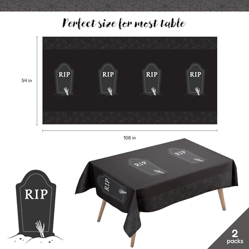 Halloween Spider Web Tablecloth - 2 Pack, Extra Thick, 54x108 Inches, Spooky Indoor Outdoor Decor - Spider Web Variation