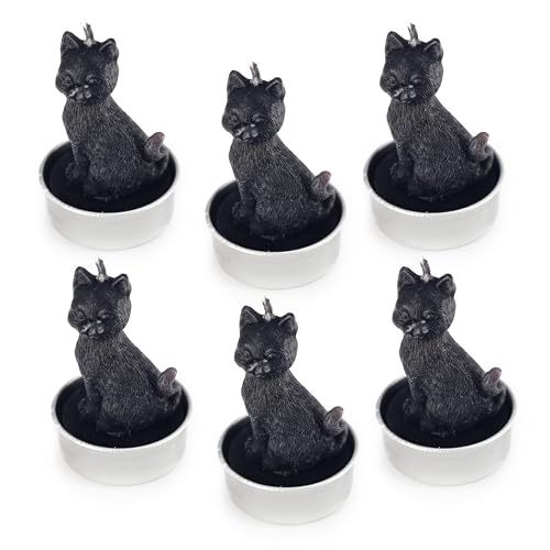 Black Cat Tealight Candles Set of 12 - Home Decor Halloween Party Ornaments