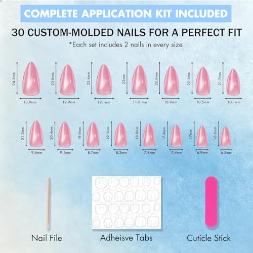 Cat Eye Press On Nails Almond Black - Handmade Medium Chrome Fake Nails for Women