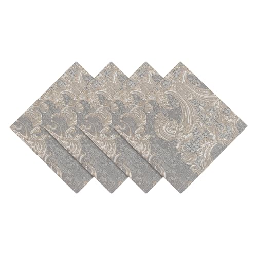 Grey Damask Cloth Napkins Set of 4 - 18 x 18 Inches - Elegant Table Decor