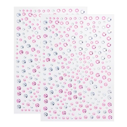 Self-Adhesive Face Costume Gems Set - Pink & White, 650 Pieces for Halloween & Festivals