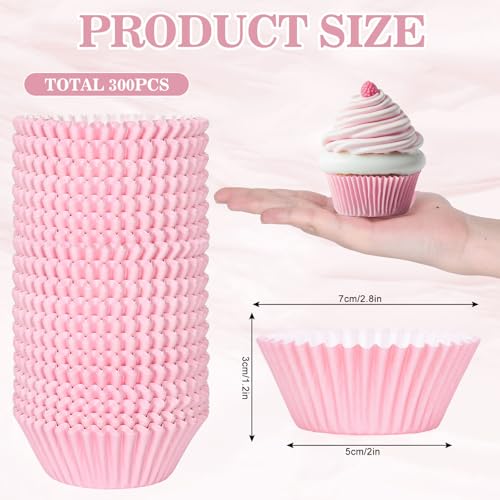 Pink Cupcake Liners for Baking - 300 Pcs Wedding & Party Decorations - Variation of Pink