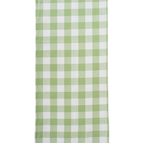 DII Fringed Check Table Runner - 14x72 Bright Green Cotton
