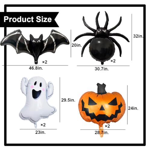 Halloween Balloons Ghost Pumpkin Spider Bat 8Pcs Party Decorations