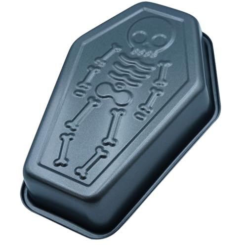 Halloween Skeleton Cake Pan - 3D Coffin Mold for Baking, Non-Stick Aluminum