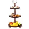 Urban Deco 3-Tier Wooden Serving Tray Stand - Brown, Rustic Farmhouse Decor