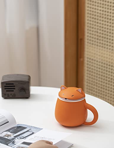 Orange Fox Ceramic Mug 13.5 OZ - Animal Coffee Cup - Cute Fox Design - Dishwasher & Microwave Safe