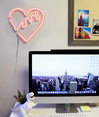 14x14 Red Heart LED Neon Sign - Love Wall Art, Bedroom Decor