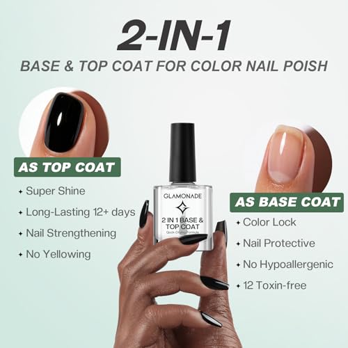 2-in-1 Clear Nail Base & Top Coat - High Shine, Quick Dry, Long-Lasting