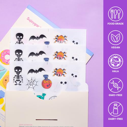 Edible Halloween Cake Decorations 66 Pcs Wafer Paper Cupcake Toppers