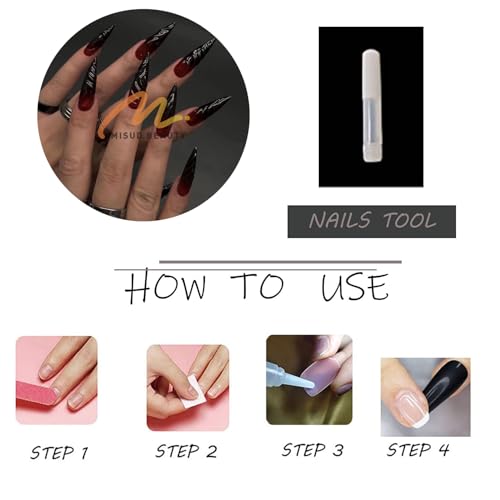 Press On Nails Long Stiletto Goth Red Black Vampire Design 24 pcs - Variation 06102Red&Black