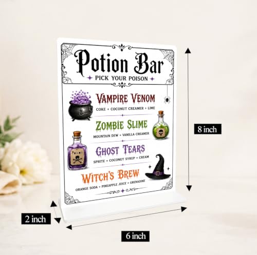 Potion Bar Sign with Base - Pick Your Poison Halloween Drink Menu - Gothic Acrylic Sign - Potion Bar 2