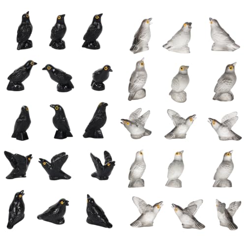 Halloween Luminous Crow Car Decor - 30PCS Witchy Goth Mirror & Dashboard Accessories - Variation A