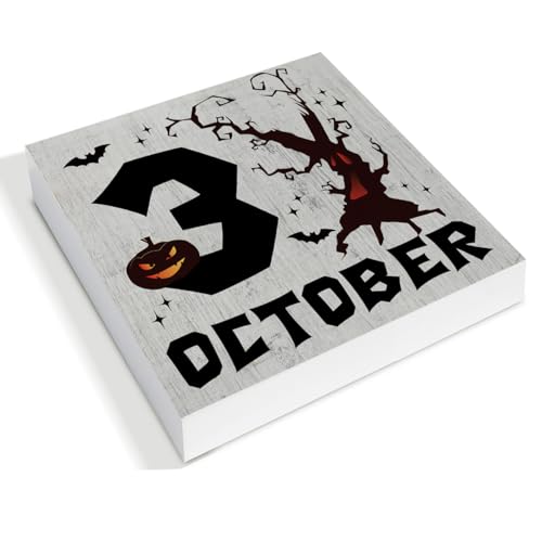 Halloween Wooden Sign Decor - 5x5 Inch Spooky Ghost Theme Table or Wall Sign