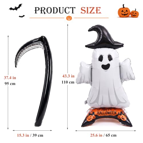 Halloween Ghost Balloon with Sickle - Large Self-Standing Party Decoration