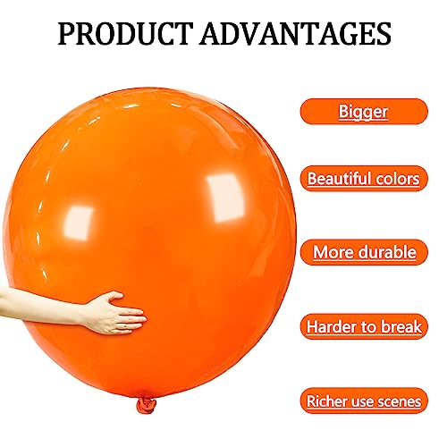 Orange Jumbo Latex Balloons - 36 Inch Big Party Decorations, 9 Pack - Variation: Orange