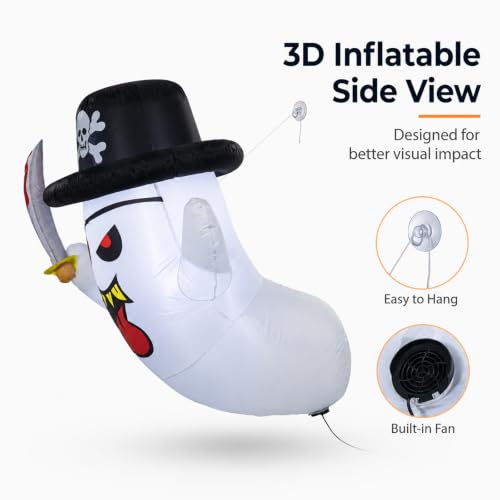 Halloween Inflatable Pirate Ghost Window Decoration - 3.5FT with LED Lights
