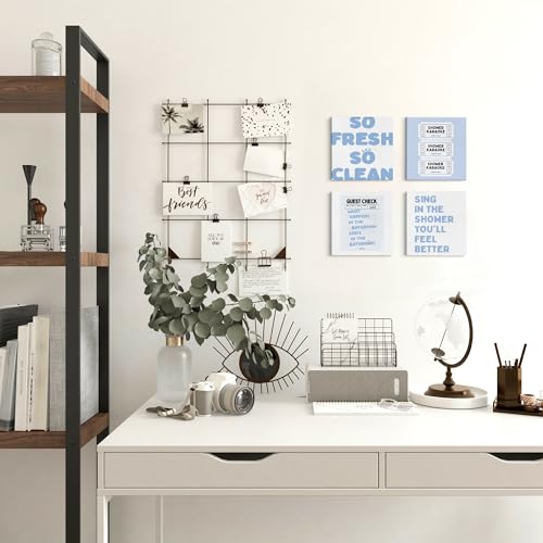 Bathroom Wall Art Decor Set of 4 - So Fresh and So Clean - Black & White Variation