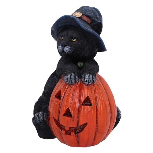Black Cat Halloween Figurine - Hand-Painted Resin Halloween Decor, Collectible Cat Gift