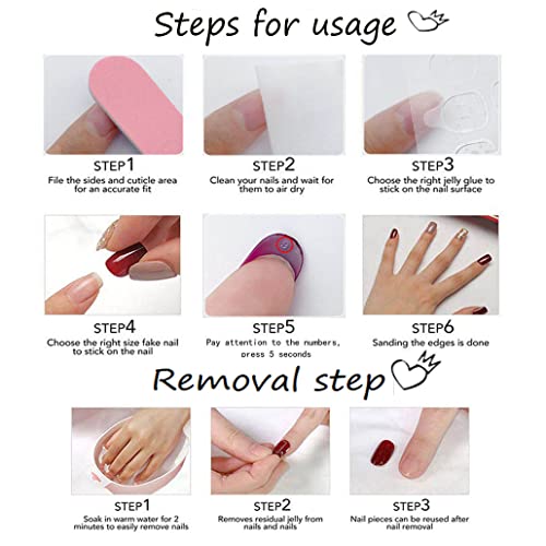 Press On Nails Almond Fake Nails with Gold Line Design - Variation 4, 24Pcs