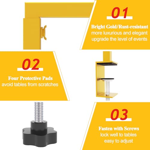 Gold Over The Table Rod Stand with Clamps - Adjustable Table Arch for Events