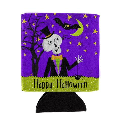 Halloween Skeleton Can Cooler Hugger - Collapsible Drink Sleeve, Insulated, Washable, 12 Oz