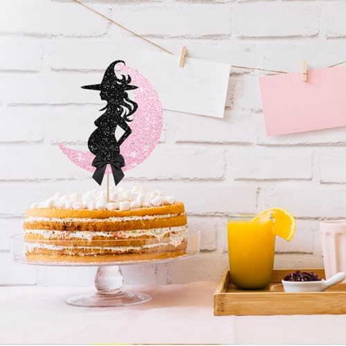 Pink & Black Witch Cake Topper Baby Shower Celebration Decoration