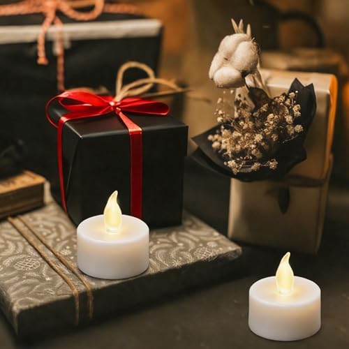 100 Pack Warm White Flameless LED Tea Lights Candles - Realistic Flickering Long Lasting Battery-Powered for Party Wedding Home Decor