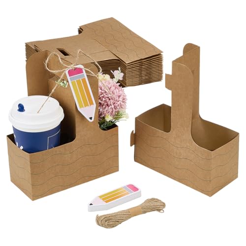 36 Pack Teacher Appreciation Drink Carrier - 2 Cup Disposable Paperboard Holder