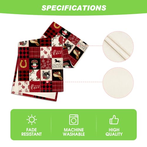 Plaid Horseshoe Roses Table Runner 13x72 Inch for Kitchen Dining Home Decor