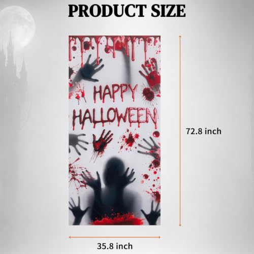Halloween Zombie Door Cover - Bloody Handprint Horror Decor, Handprint Variation