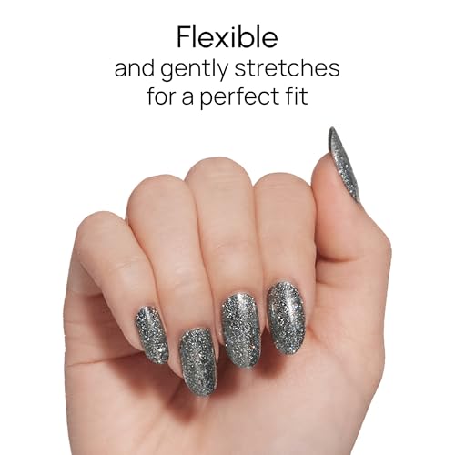 Light Year Holographic Nail Strips - Sparkling Gunmetal Grey Double-Ended Set