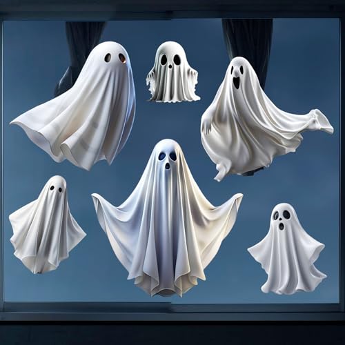 Halloween Ghost Window Clings - Reusable Static Decals for Glass Windows