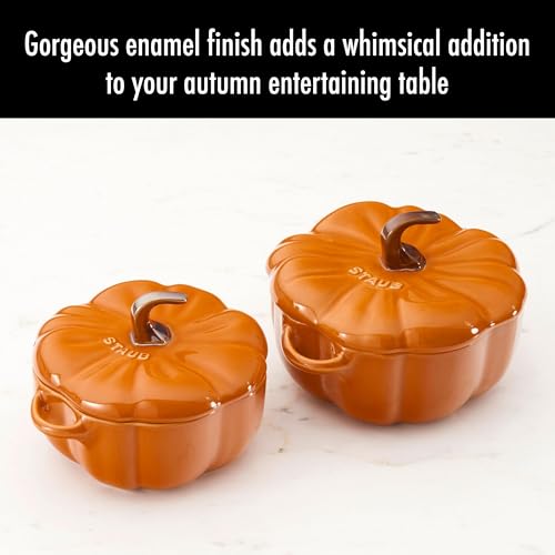 Ceramic 16-Oz Petite Pumpkin Cocotte - Burnt Orange, 0.5 Qt Variation