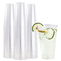 FOCUSLINE 16 oz Clear Plastic Cups - 100 Pack Disposable Tumblers for Parties