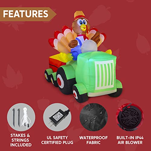 8 FT Inflatable Thanksgiving Turkey Driving Car Yard Decor with LED Lights