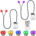 2 Pack RGB Glowing LED Eyes with Remote Timer for Halloween Skeletons & Decorations