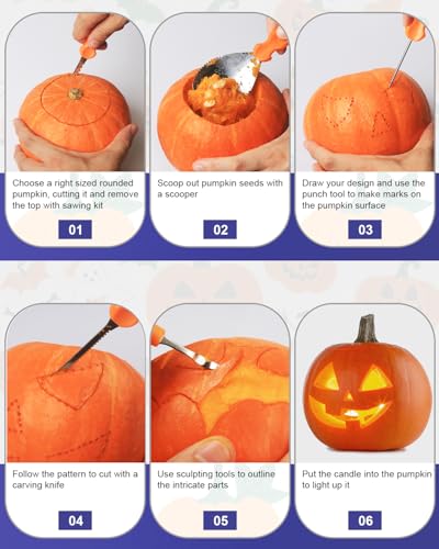 Pumpkin Carving Kit - 11 Pieces Halloween Jack-O-Lanterns Tools for Adults Kids