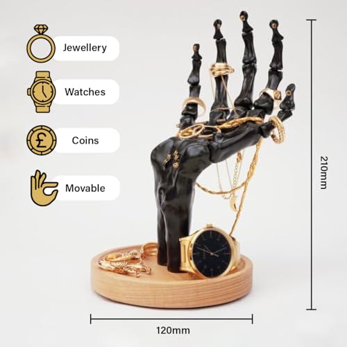 Skeleton Hand Jewelry Holder - Gothic Home Decor - Black Hand Variation
