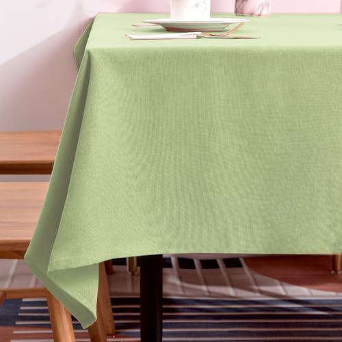 Waterproof Sage Rectangle Table Cloth 57x118 Inches - Easy Care Faux Linen