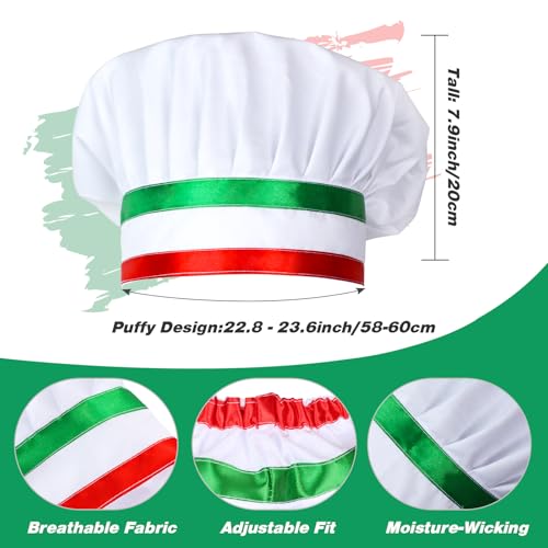 Kyson Italian Chef Costume Set B - 6Pcs Chef Bib Apron Hat Bandanas for Man Woman Pizza Party