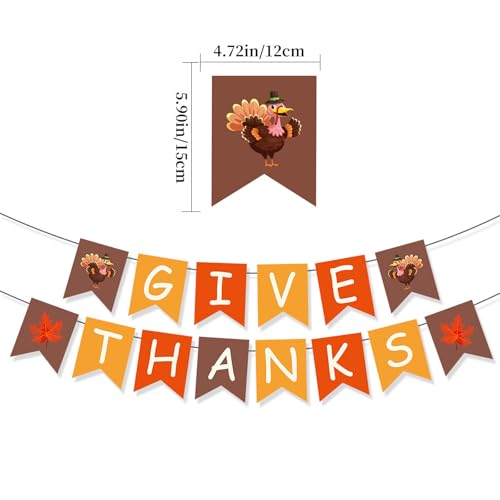 Thanksgiving Fall Banner Balloon Party Supplies Set with Maple Leaf Flags & Cake Toppers