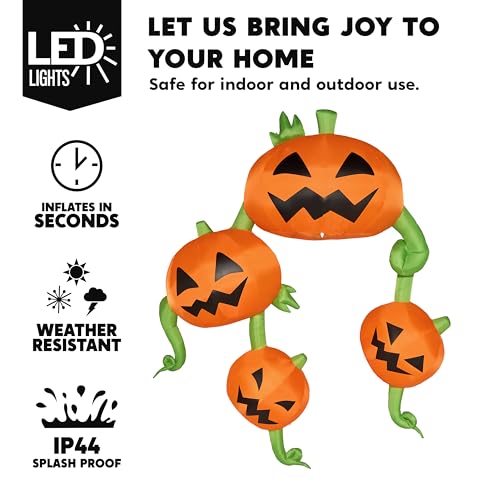 10 Ft Tall Halloween Inflatable Pumpkin Hanging Roof Decor with LEDs