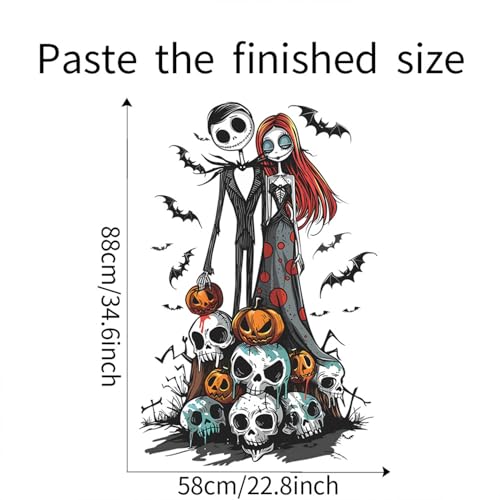Halloween Wall Decals Set - Nightmare Before Christmas Theme, Skull Pumpkin Bat