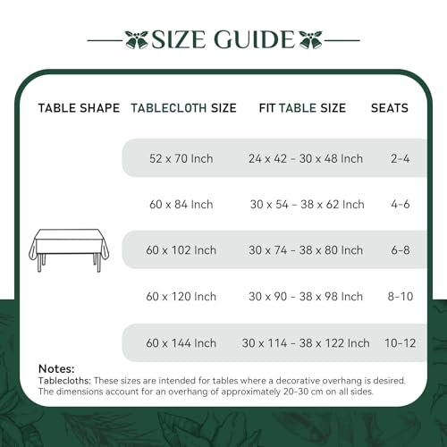 Christmas Jacquard Rectangle Tablecloth 60 x 120 Inch Green Flower Variation