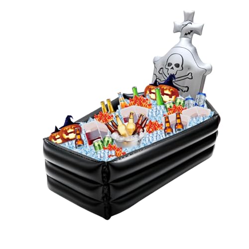 Inflatable Halloween Coffin Drink Cooler - 44 Inch Outdoor Party Ice Bucket