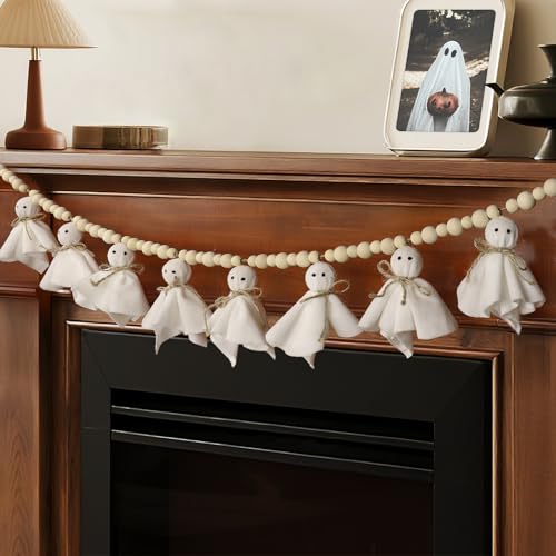 Halloween Ghost Garland 7.2ft Decorative Hanging Banner for Mantel & Wall